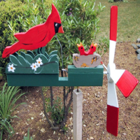 Wooden Whirligig Garden Sculptures